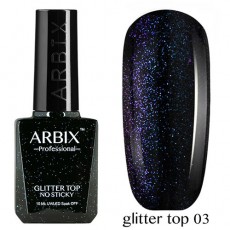 Топовое покрытие Arbix Glitter Top No Sticky №03 (с шиммером, без липкого слоя), 10 мл